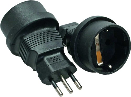 InLine Italien Stecker auf Schutzkontakt Buchse Netzadapter schwarz
