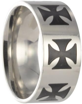 Iron Cross Stainless Steel Ring Friendship Ring/Wedding Ring Set Engraved X10143