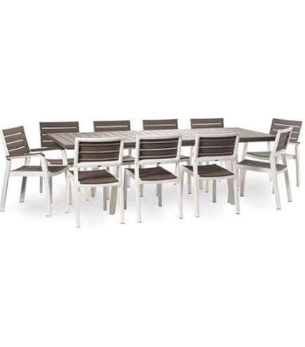 Set Giardino Tomaino Savana - Tavolo Allungabile Con 8 Sedie In Plastica, Bianco