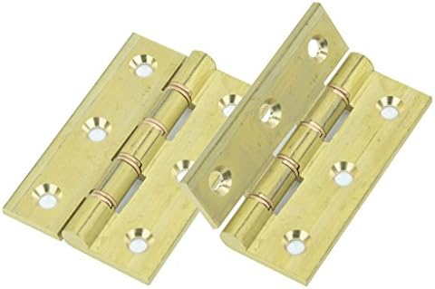 M4TEC ZC8 Self-Coloured Brass Interior DPBW Butt Door Hinge - Sturdy, Durable & Easy to Install – with Double Phosphor Bronze Washers & Brass Pins – Ideal for General Joinery & Furniture. 2pcs