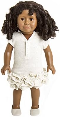 Doll 10 - 18 Inch Doll by Treasured Dolls, With dark skin and short black tightly curled hair and beautiful brown eyes