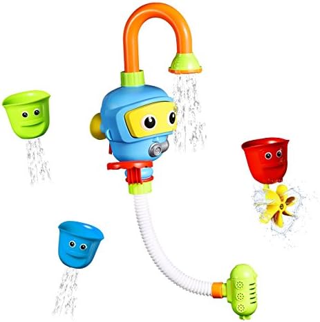 Baby Bath Toys, [ASTM-F963 &amp; EN71 Approved]Pictek Kids Shower Water Toys with Suction Pad, Water Spray, Water Pump, Three Stackable Cups, Waterwheel, ideal Diver Toys for Children Girls Boys Baby (Colourful Safety)