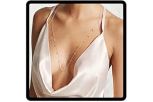 Carufin Party Sparkle Crystal Chest Chain Argento Beaded Reggiseno Bikini Catena Del Corpo Catena di Estate Spiaggia Nightclub Gioielli Regolabili per Le Donne e Ragazze