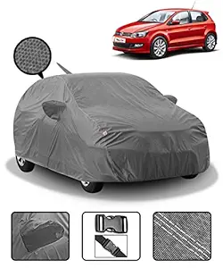 Fabtec Car Body Cover for Volkswagen Polo with Mirror & Antenna Pockets (Heavy Duty, Full Sized, Triple Stitched, Grey)