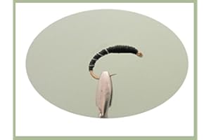 TROUTFLIES UK BUZZER FLIES 6 Pack of Simple Black Buzzer Trout Fishing Flies, Choice (14/16) (10/12)