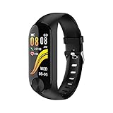 LWPCP Übungs-Tracker, 0.96IPS Farbbildschirm Blutdrucküberwachung Informationen Erinnerung Smart Armband eingebaute Lithium-Batterie 90MAH,Black