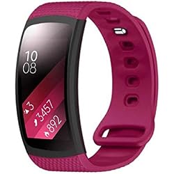 Sannysis Correas de Reloj de silicón para Samsung Gear Fit 2 SM-R360, 145-195mm (Rosa Caliente)