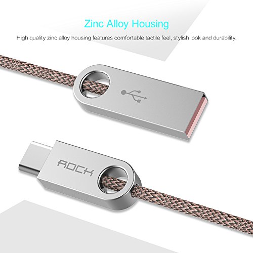 ROCK USB C Kabel auf USB 2.0 1M Type C Ladekabel Nylon Cobblestone-Zink-Legierung Typ-C Datenkabel für Type C Geräte inklusive HTC One A9 Letv Max Xiaomi Mi5 LG G5 Sony Xperia X - 3