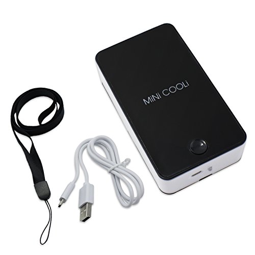 Tragbare Mini-Klimaanlage Reisehand USB aufladbare Lüfter Luftreiniger Luftbefeuchter für den Sommer Kinder mit intelligenter Standplatz Handschlaufe (Schwarz) - 2