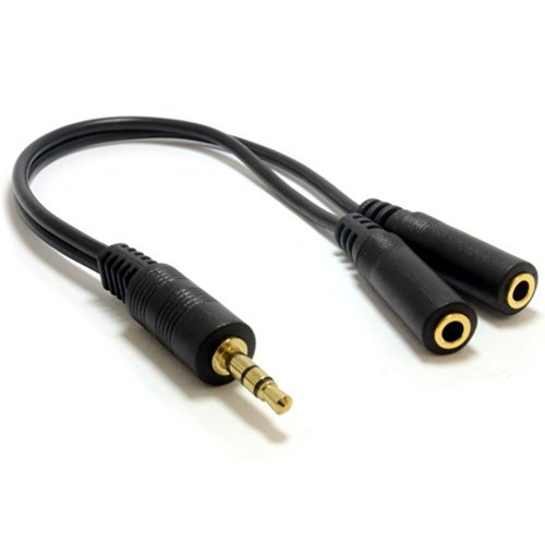 CABLEPELADO Cable divisor de audio estereo 2x Jack 3.5mm hemra 20 cm Negro