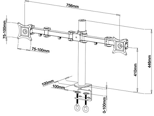 iiglo MM200 Monitorhalterung für 2 Monitore bis 27 Zoll schwenkbar-neigbar - 3