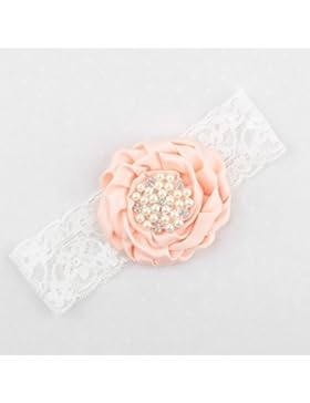 Baby- Stirnband mit Kristallen, Blumen, rosa blassrosa
