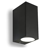 Oberfläche: Schwarz LED Wandleuchte Wandlampe Außenleuchte Up Down 2-Flammig Aluminium Schwarz Form:I2 IP44 GU10-230V (Warmweiß)