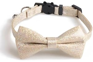 Bowtie Cat Collars with Bell | Safe Quick Release Breakaway Buckle | ZACAL Cat Collars (Gold Sparkle Glitter)