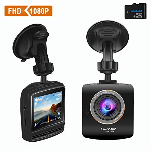 Dash CAM per Auto Telecamera per Auto Dashcam FHD 1080P con Sony IMX323 Sensor, Visione Notturna, WDR, 170° Gradi, G-Sensor, Rilevazione di Movimento, Registrazione in Loop