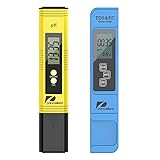 Pancellent Testeur de qualité de l'eau TDS PH EC Température 4 en 1 Set pour hydroponie, Aquarium, Eau Potable, système RO, pêche et Piscine (Jaune)