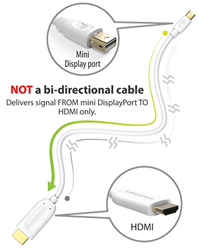 Mini DisplayPort auf HDMI Kabel 1,8m / 6ft, Fosmon Mini DP [1080p | Thunderbolt Port kompatibel] zum HDMI Kabel Adapter für HDTV 1080p 3D – vergoldet (weiß) - 5