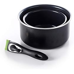 GreenChef CC001380-001 Set de Poêles-Poignée Amovible-100% sans PFOA/PFA-Revêtement Antiadhésif Sain en Céramique-pour Induction/Four/Lave-Vaiselle-2 Pièces, Aluminium, Noir, 20 cm