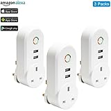 Alexa Wifi Smart Plug-BUTEFO Smart Socket Outlet Timer Power,Voice Control,Timing Scheduling Function,Control your Home Devices from Anywhere, Compatible with Amazon Alexa/Google Assistant(UK) (3 PCS)