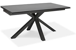 Sololed Tavolo Allungabile da 160cm a 240cm Moderno da Sala Da Pranzo con Due Allunghe Top in Ceramica su Vetro Temperato e Gambe in Metallo (Grigio Grafite)