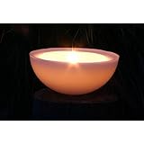 OUTDOORKERZEN, Halbkugel, groß, hellgrau, Kerzen, Mehrdochtkerze, Lampion, Wachsschale, Gartendekoration, Durchmesser 28 cm