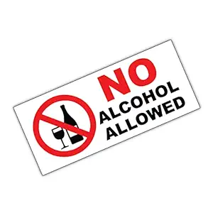 ISEE 360 No Alcohol Allowed Sign Sticker Office Hospital Restaurant Red and White Signage L x H 30 x 13 Cms