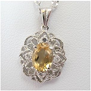 Aramis Citrine Pendant Sterling Silver Rhodium Plated peci165