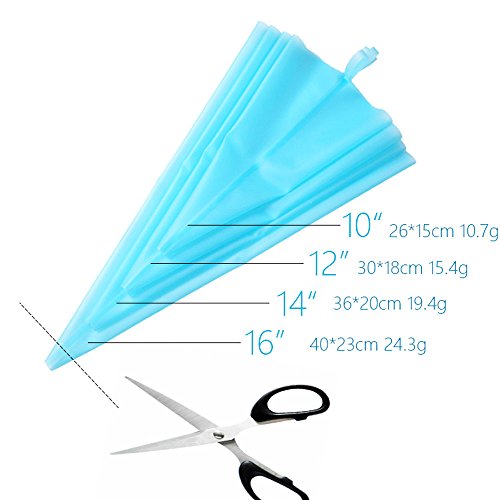 Tomnk 7 Stück Wiederverwendbar Silikon Spritzsack Gebäckbeutel Kuchen Dekorieren Werkzeuge in 4 Größen mit 3 Spritztüllen - 3