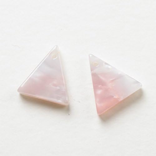 Marble charm Small isosceles triangular plate one hole 12 x 11 mm pink white purple 2 pieces