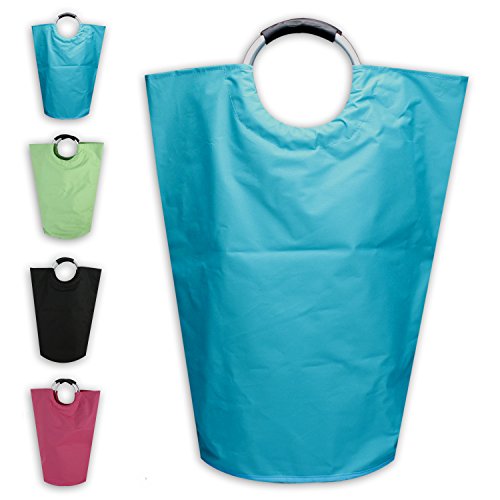 WOPster XXL Multifunktionstasche pink/schwarz oder lemmon 69 Liter - Wäschesammler - Textilgewebe - 38 x 64 x 55 cm Wäschekorb(türkis)