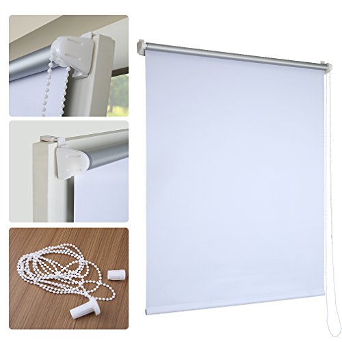 SHINY HOME® Verdunkelungsrollo Thermorollo Verdunklungsrollo 120x175cm Weiß Blickdicht Rollo klemmrollo ohne bohren Klemmfix Seitenzug inkl. Montagezubehör - 5