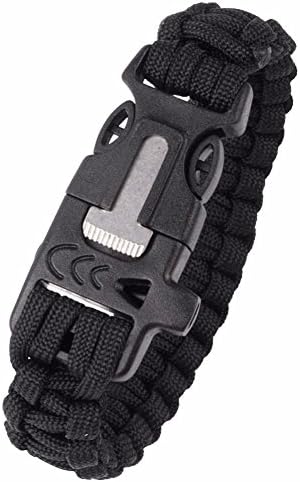 JIASTONE Outdoor Survival Kit Paracord Bracelet Multifunctional Flint Fire Starter Scraper Whistle for Hiking Camping Emergency