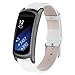 Produktbild Armband Samsung Gear Fit2/Fit 2 Pro Straps SM-R360/SM-R365 Lederarmband mit Adapter Wirstband Ersatzband Uhr Schutz Frauen Männer Schweiß Deodorant Leichtgewicht Staubdicht Klassisch Mode (Weiß)