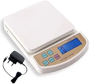 zelenor Digital Kitchen Weight Machine with Adapter for Household Items Capacity 10Kg Weighing Scale (White)