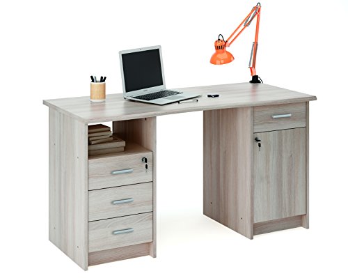 Demeyere 386448 Schreibtisch MOCANO mit 4 Schubladen, 1 Nische, 1 Tr, 135 x 73 x 60 cm, shannon eiche Demeyere 386448 Schreibtisch MOCANO mit 4 Schubladen, 1 Nische, 1 Tr, 135 x 73 x 60 cm, shannon eiche