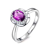 AnazoZ Schmuck Ring Silber 925 Damen Eheringe Echt Amethyst Verlobungsring Antragsring Geschenk für Frauen Größe 61 (19.4)