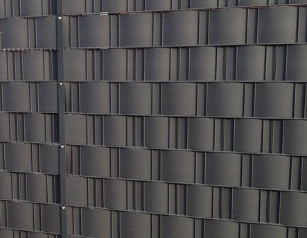 Sichtschutz Windschutz Hart PVC Streifen Zaun Blende zum Einflechten Sichtschutzstreifen anthrazit dunkelgrau Doppelstabmatten Zaun Zäune Stahlgitterzäune Sichtschutz Streifen - 2