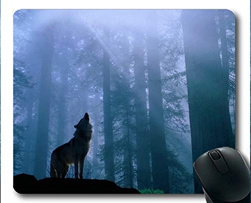 Yanteng Gaming mouse pad,Nature tree forest wolf sunshine fog Mouse mats (multicolor)