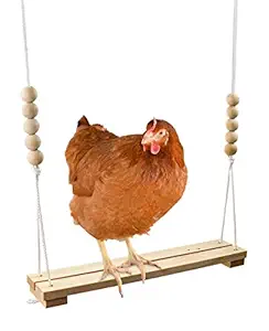 Chicken Swing Toy for Coop Natural Safe Wooden Accessories HANDMADE IN USA! Large Durable Perch Ladder for Poultry Run Rooster Hens Chicks Pet Parrots Macaw Entertainment Stress Relief for Birds