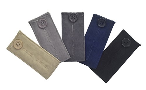 5-pack Pant waist Extenders espansori con bottoni, vita regolabile, tessuto pantaloni, Khakis, Jean Button Extender, cotone maternità Extender, 5 colori