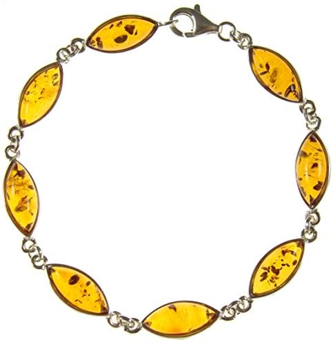 SA Bracelets8" inch/20cm Baltic amber and sterling silver 925 ladies' cognac bracelet