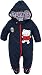 Duck Goose Baby Boys Cute Teddy Bear Quilted Footed Snow Pram Suit, Navy, 0-3 Months