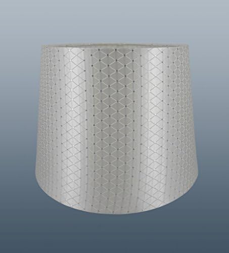 6" White and silver Criss Cross Silk CLIP ON Candle Shade Lampshade