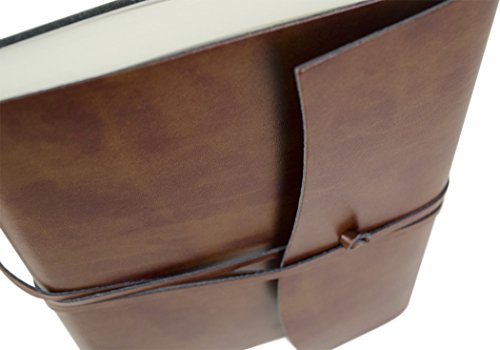 Romano Notizbuch handgefertigt mit Einband aus recyceltem Italienisches Leder Haselnussbraun Large, blanko Seiten (21cm x 15cm x 2cm) - 4
