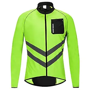 Honeytecs Men Cycling Jacket Windproof Reflective Long Sleeve Biking Jersey Bike Jacket for Riding Running Jogging