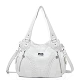 HOHE QUALITÄTSMATERIALIEN - Für die Herstellung dieser Satchel-Handtasche mit Top-Griff wurde gewaschenes PU-Leder verwendet. Es ist sehr weich und winddichter, wasserdichter und verschleißfester als die Einkaufstasche aus genetischem Leder.