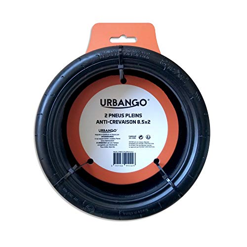 Urbango Lot 2 Pneus Plein Haute Qualité Anti-Crevaison Compatible Xiaomi Mija/M365