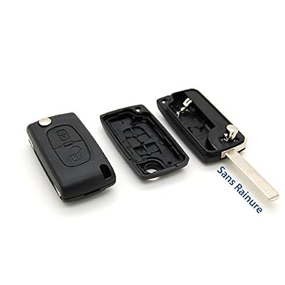 Coque clé plip télécommande 2 boutons Peugeot 107 207 307 308 407 Sans Rainure