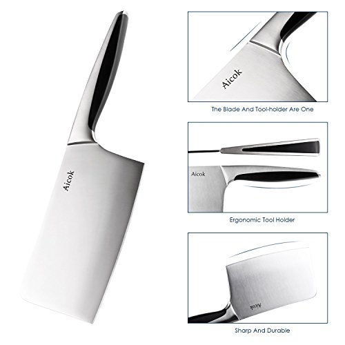 Deik Edelstahl Hackmesser, 180 mm Kochmesser, Messer mit ergonomischem Griff, Mehrzwecknutzung für Haus und Restaurant - 3
