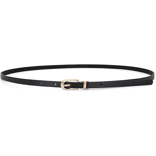 LumiSyne Dames Skinny Leren Riem, Simpel Eenvoudig Vintage Metaal Vergrendeling Verstelbare Dunne Riem, Smal Tailleriem, Decoratief Leren Riem voor Jurken, Jeans, Broeken, Jas, bruin/zilver., Eén maat